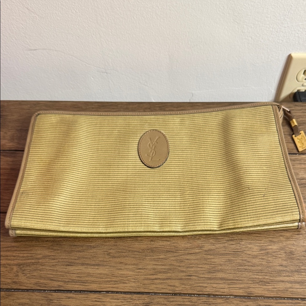 Yves Saint Laurent Gold and Tan Clutch